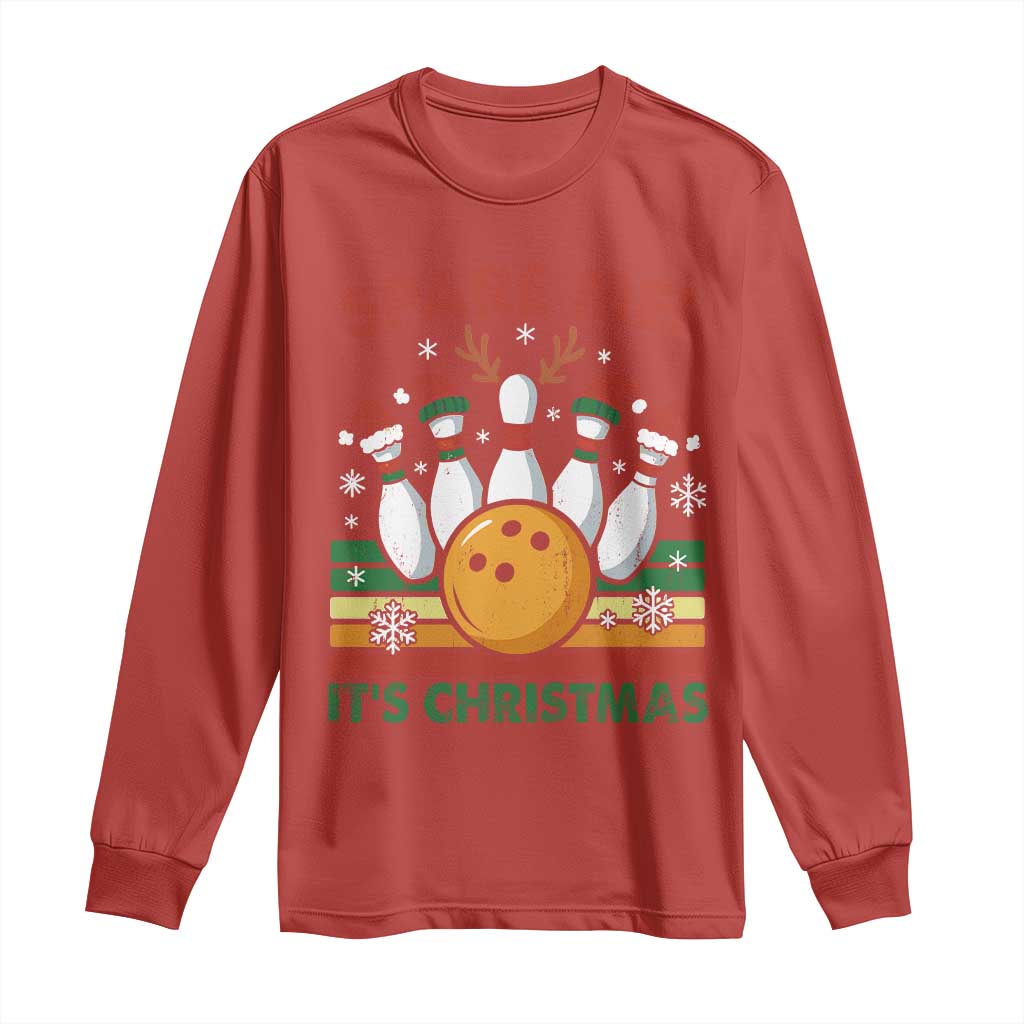 Funny Christmas Bowling Long Sleeve Shirt Spare Me Its Xmas Festive Holiday TS11 Red Print Your Wear