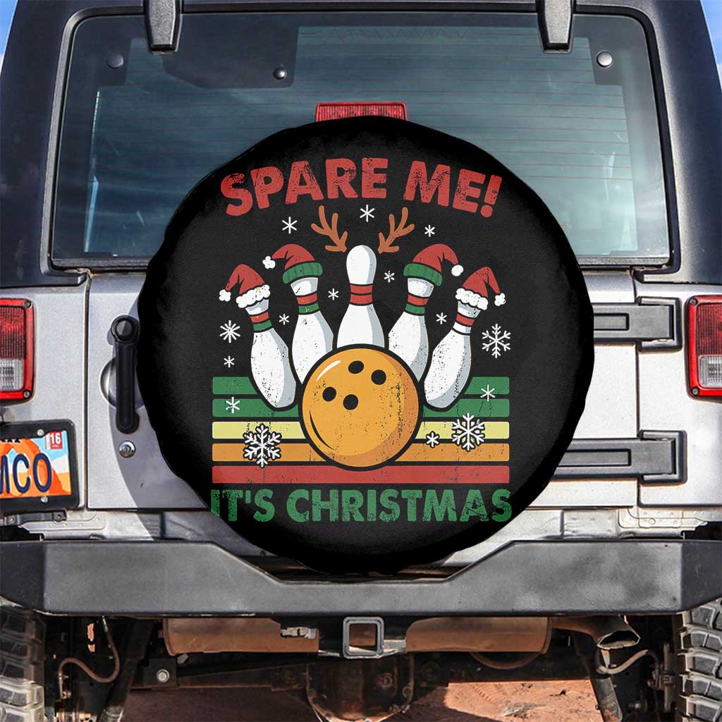 Funny Christmas Bowling Spare Tire Cover Spare Me Its Xmas Festive Holiday TS11 No hole Black Print Your Wear