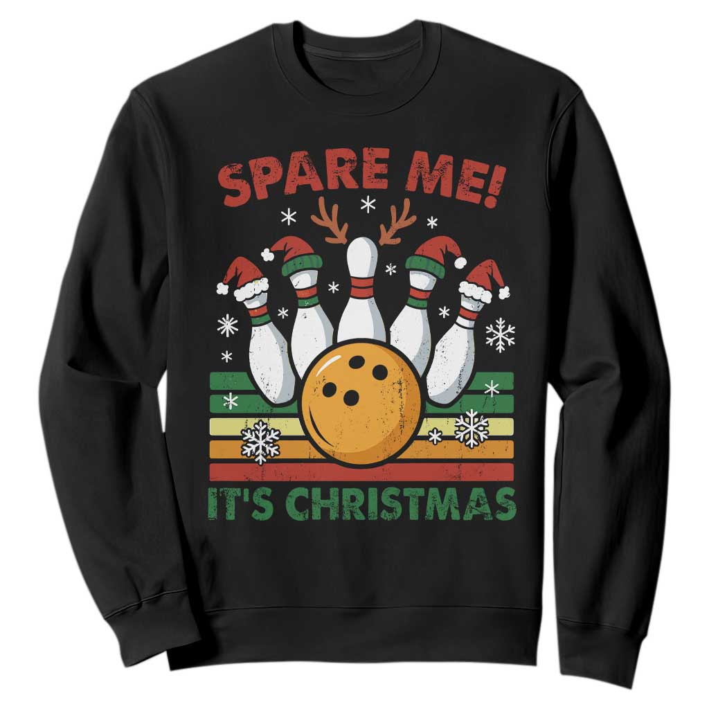Funny Christmas Bowling Sweatshirt Spare Me Its Xmas Festive Holiday TS11 Black Print Your Wear