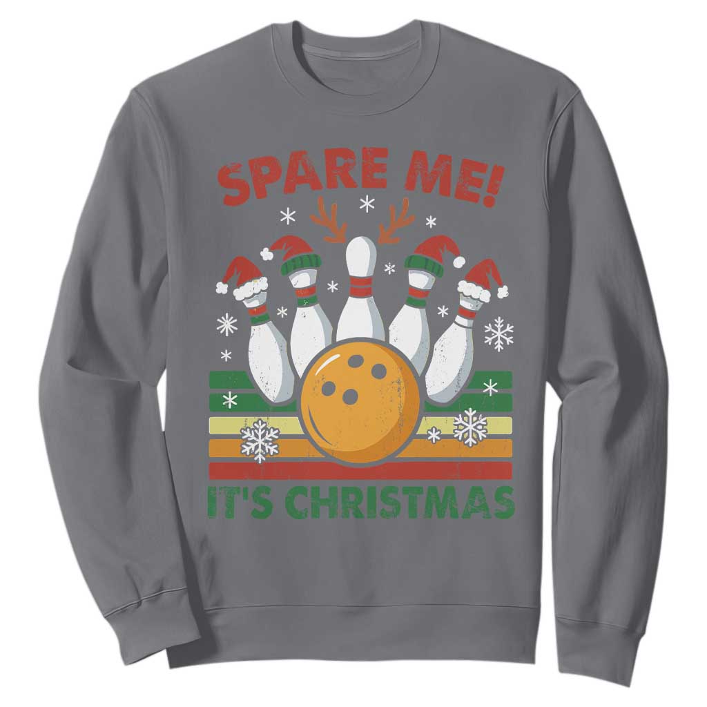 Funny Christmas Bowling Sweatshirt Spare Me Its Xmas Festive Holiday TS11 Charcoal Print Your Wear