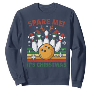 Funny Christmas Bowling Sweatshirt Spare Me Its Xmas Festive Holiday TS11 Navy Print Your Wear