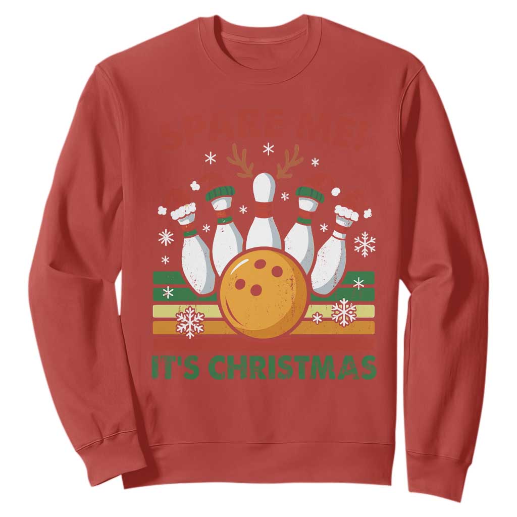 Funny Christmas Bowling Sweatshirt Spare Me Its Xmas Festive Holiday TS11 Red Print Your Wear
