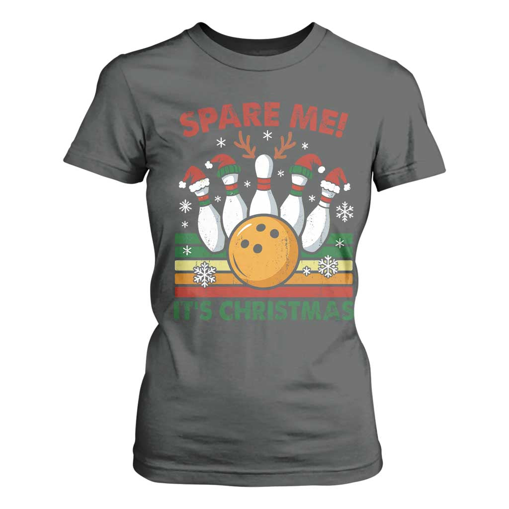 Funny Christmas Bowling T Shirt For Women Spare Me Its Xmas Festive Holiday TS11 Dark Heather Print Your Wear