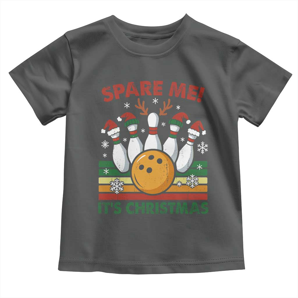 Funny Christmas Bowling Toddler T Shirt Spare Me Its Xmas Festive Holiday TS11 Dark Heather Print Your Wear