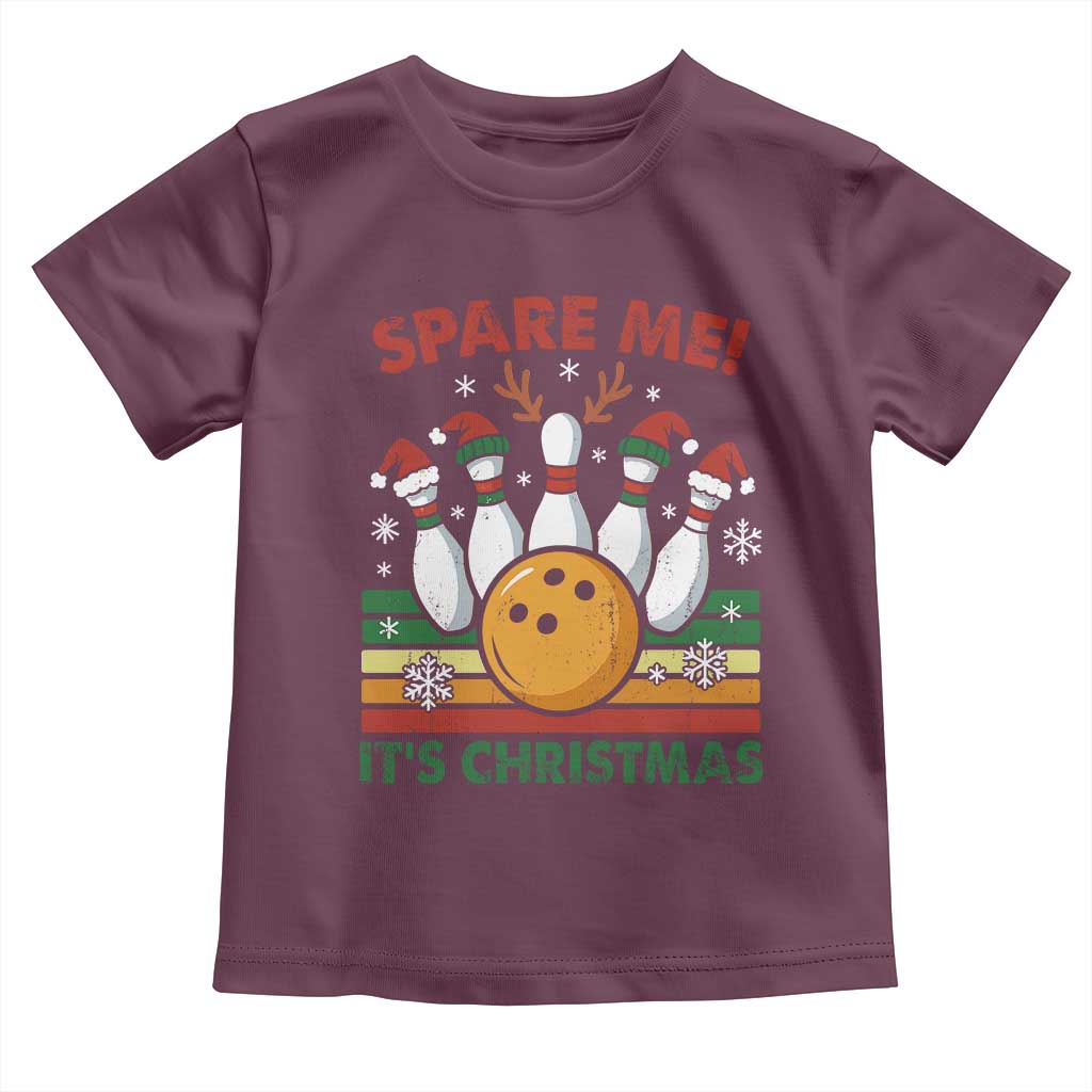 Funny Christmas Bowling Toddler T Shirt Spare Me Its Xmas Festive Holiday TS11 Maroon Print Your Wear