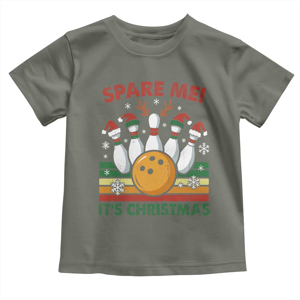 Funny Christmas Bowling Toddler T Shirt Spare Me Its Xmas Festive Holiday TS11 Military Green Print Your Wear