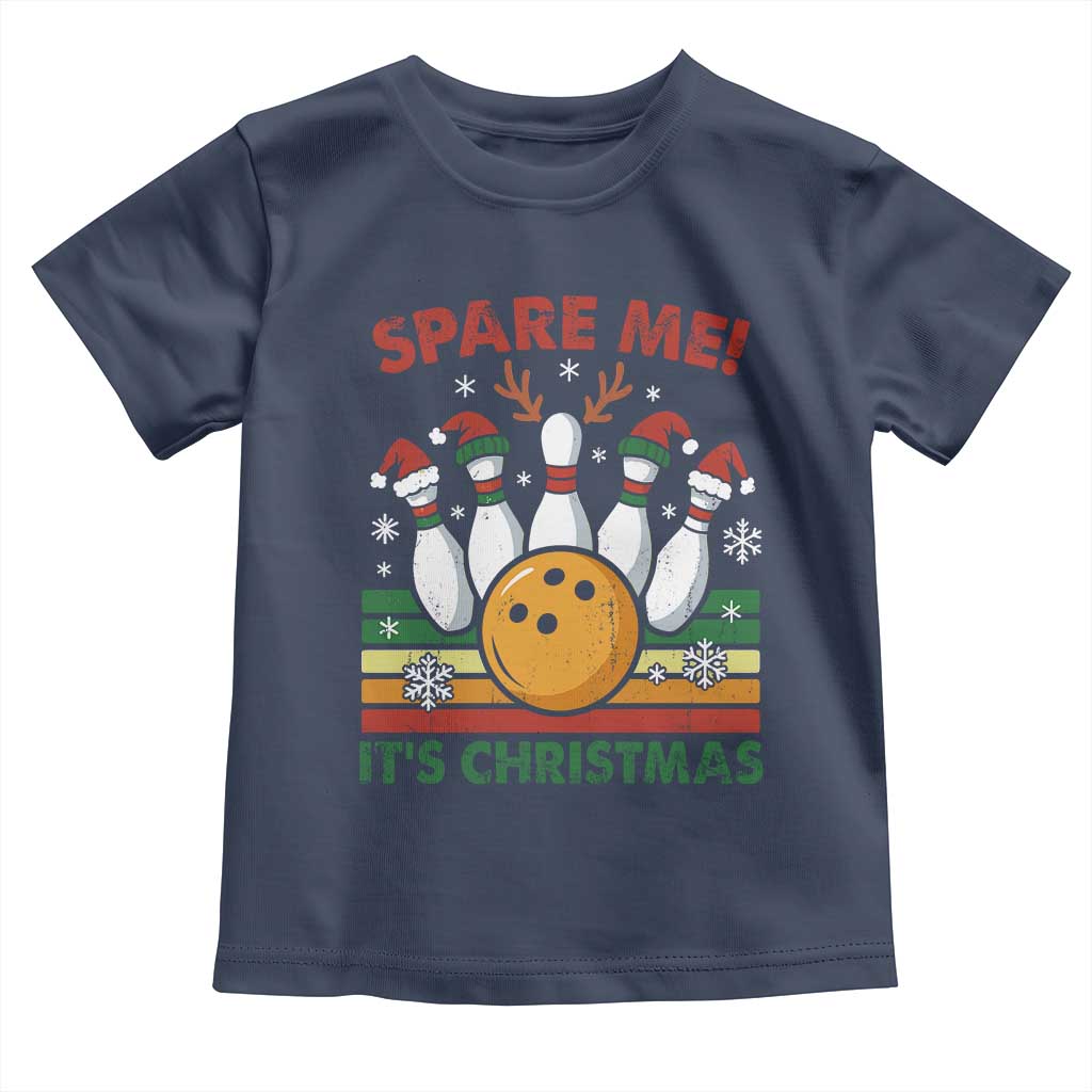 Funny Christmas Bowling Toddler T Shirt Spare Me Its Xmas Festive Holiday TS11 Navy Print Your Wear