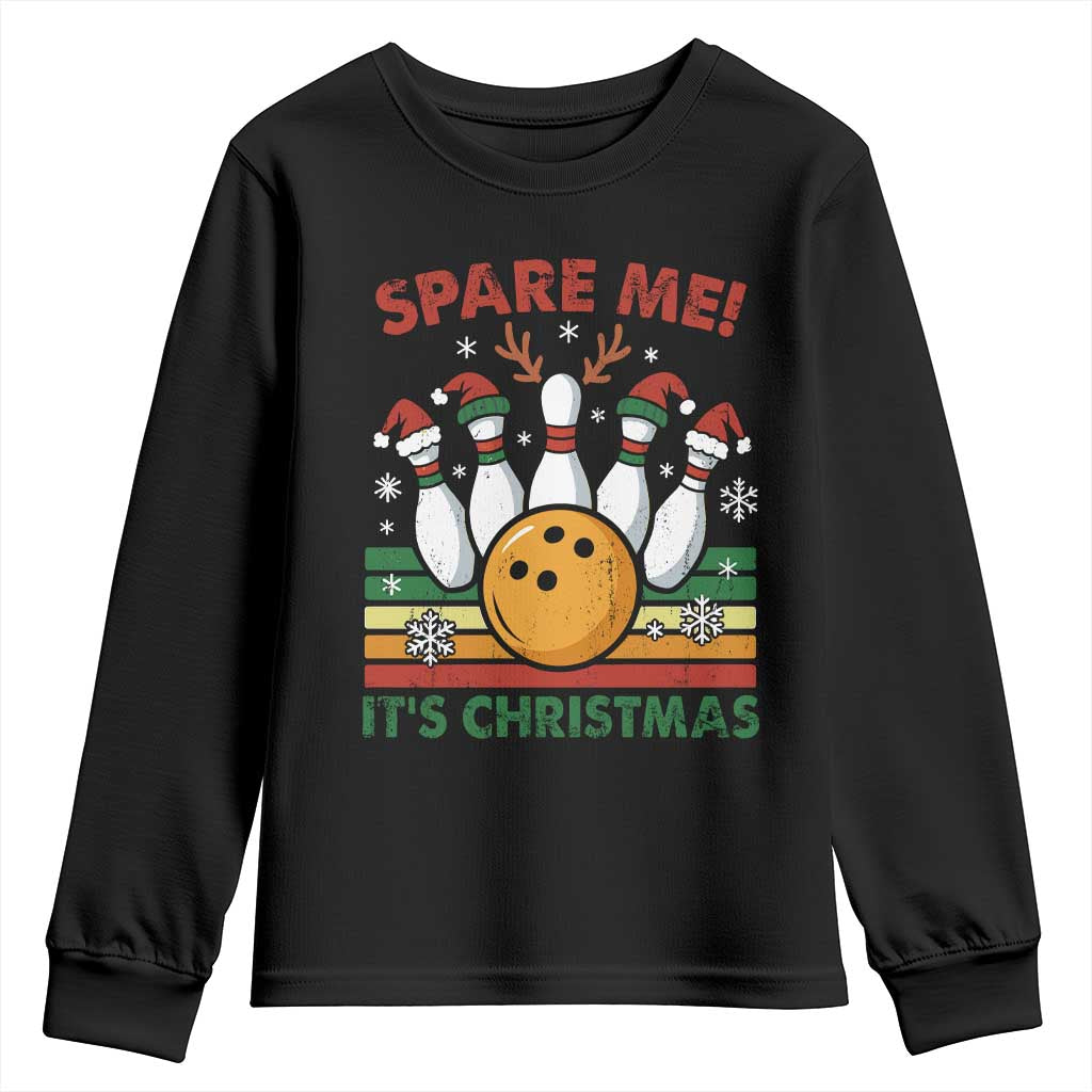 Funny Christmas Bowling Youth Sweatshirt Spare Me Its Xmas Festive Holiday TS11 Black Print Your Wear