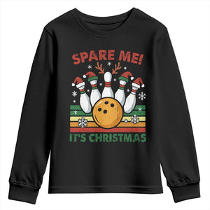 Funny Christmas Bowling Youth Sweatshirt Spare Me Its Xmas Festive Holiday TS11 Black Print Your Wear