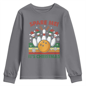 Funny Christmas Bowling Youth Sweatshirt Spare Me Its Xmas Festive Holiday TS11 Charcoal Print Your Wear