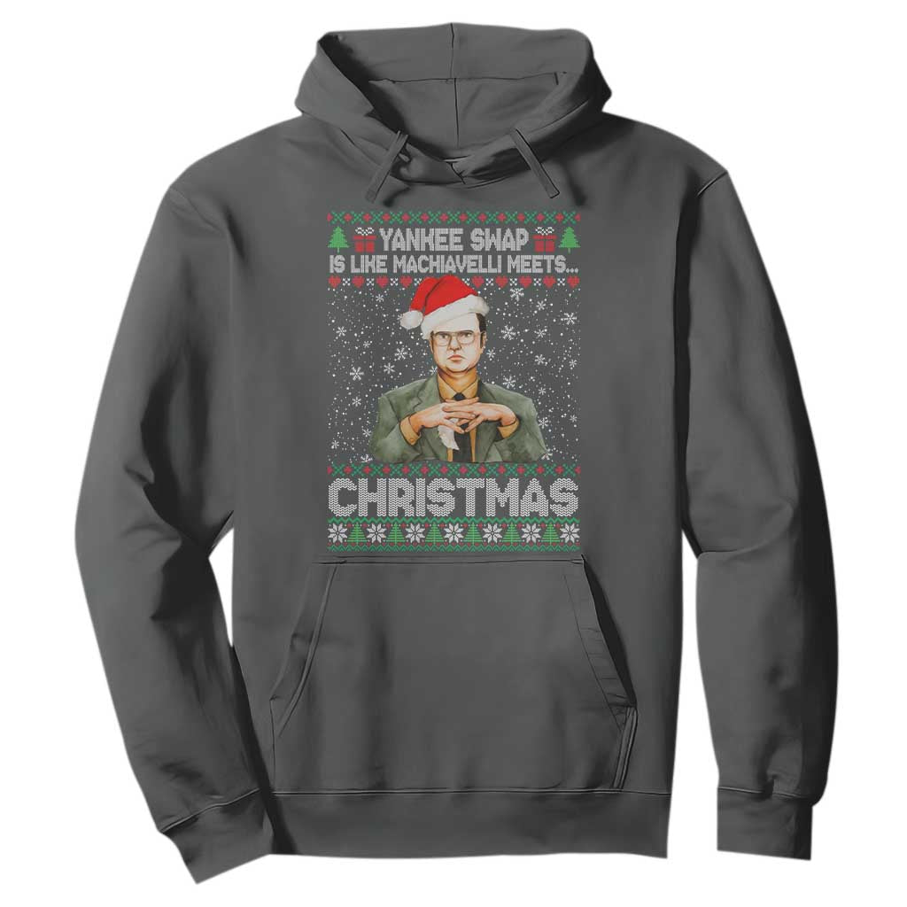 Funny Christmas Office Movie Hoodie Yankee Swap Is Like Machiavelli Meets Christmas TS11 Dark Heather Print Your Wear