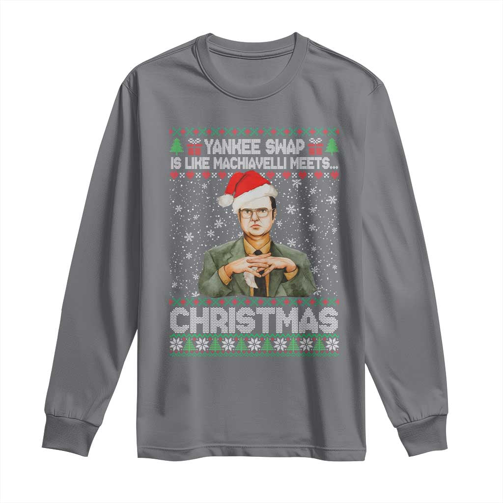 Funny Christmas The Office Movie Long Sleeve Shirt Yankee Swap Is Like Machiavelli Meets Christmas TS11 Charcoal Print Your Wear