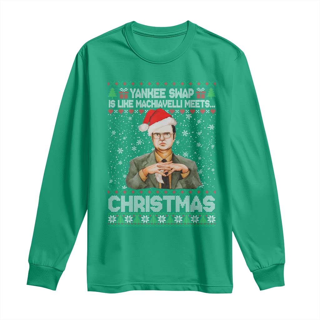 Funny Christmas The Office Movie Long Sleeve Shirt Yankee Swap Is Like Machiavelli Meets Christmas TS11 Irish Green Print Your Wear