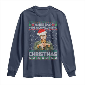 Funny Christmas The Office Movie Long Sleeve Shirt Yankee Swap Is Like Machiavelli Meets Christmas TS11 Navy Print Your Wear