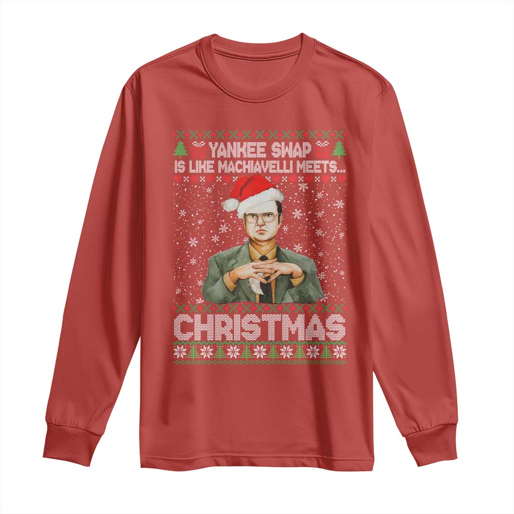 Funny Christmas The Office Movie Long Sleeve Shirt Yankee Swap Is Like Machiavelli Meets Christmas TS11 Red Print Your Wear