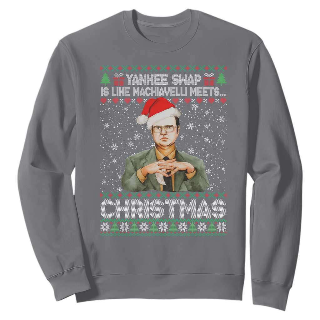 Funny Christmas The Office Movie Sweatshirt Yankee Swap Is Like Machiavelli Meets Christmas TS11 Charcoal Print Your Wear