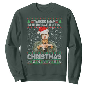 Funny Christmas Office Movie Sweatshirt Yankee Swap Is Like Machiavelli Meets Christmas TS11 Dark Forest Green Print Your Wear