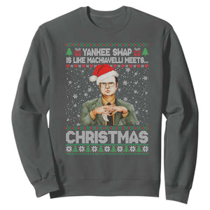 Funny Christmas Office Movie Sweatshirt Yankee Swap Is Like Machiavelli Meets Christmas TS11 Dark Heather Print Your Wear