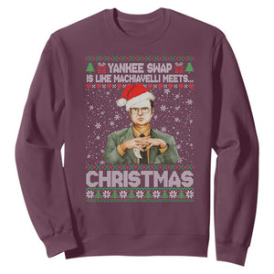 Funny Christmas Office Movie Sweatshirt Yankee Swap Is Like Machiavelli Meets Christmas TS11 Maroon Print Your Wear