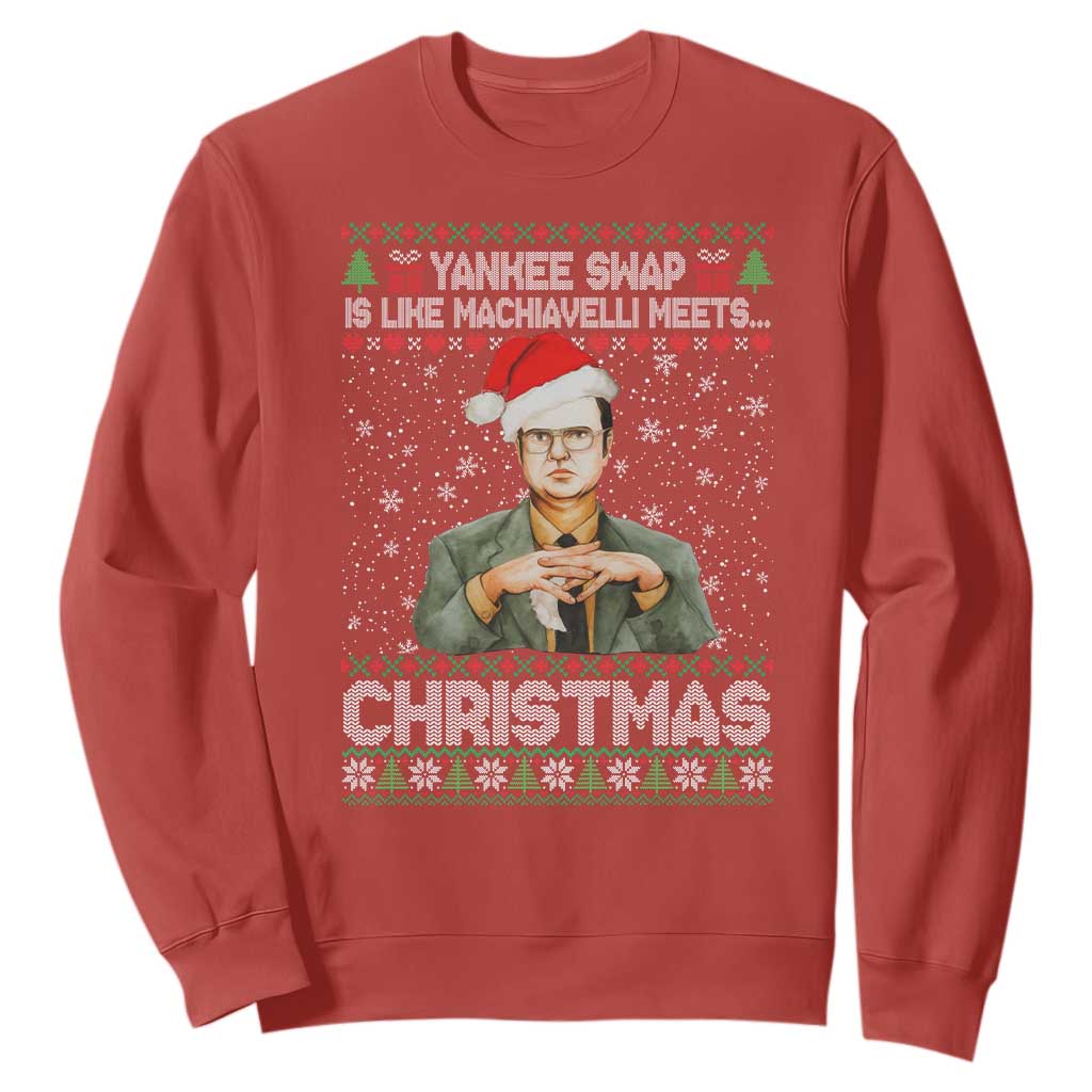 Funny Christmas Office Movie Sweatshirt Yankee Swap Is Like Machiavelli Meets Christmas TS11 Red Print Your Wear