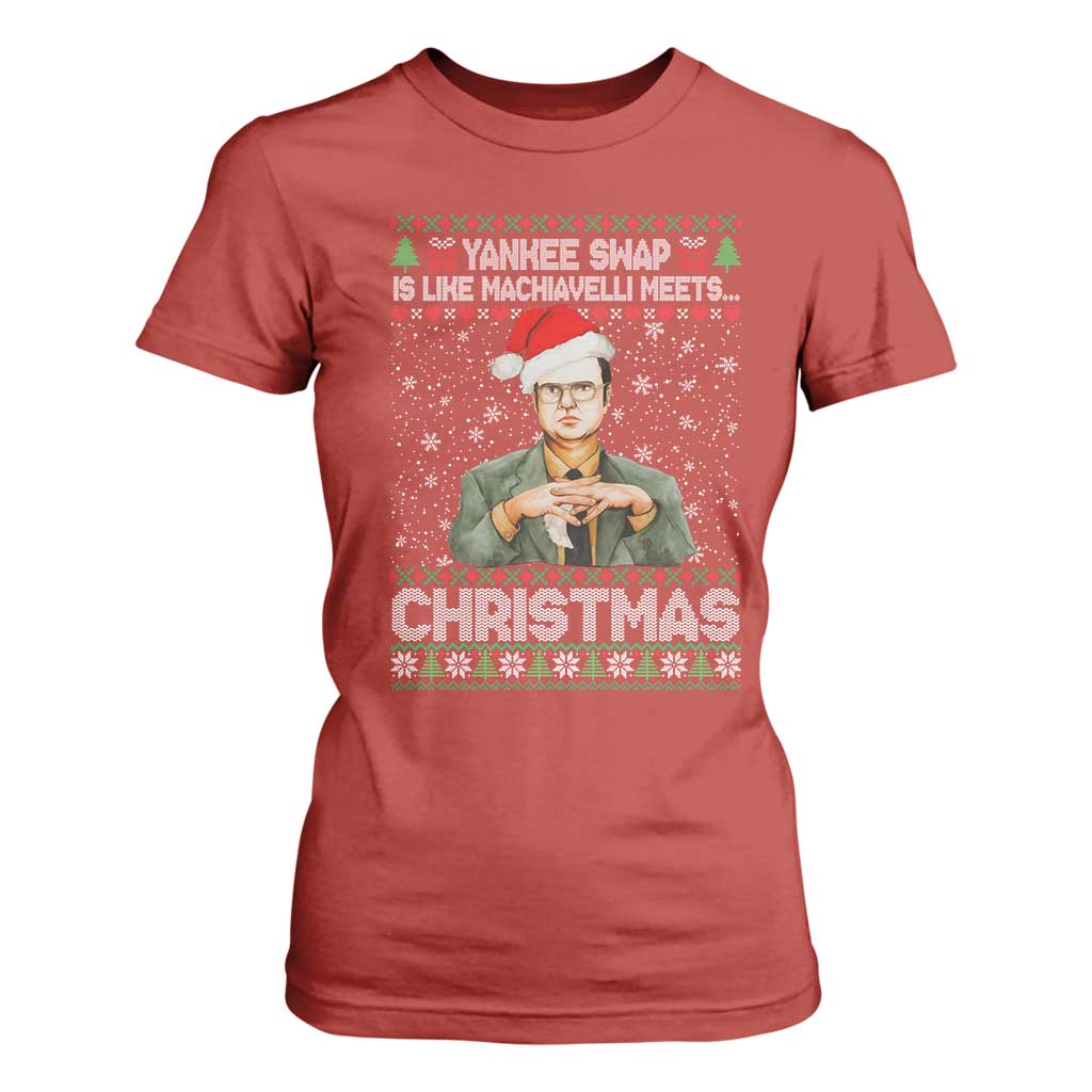 Funny Christmas Office Movie T Shirt For Women Yankee Swap Is Like Machiavelli Meets Christmas TS11 Red Print Your Wear