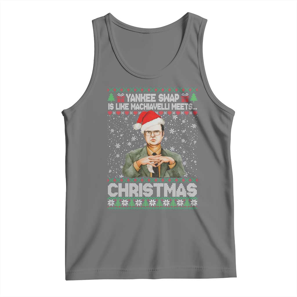 Funny Christmas Office Movie Tank Top Yankee Swap Is Like Machiavelli Meets Christmas TS11 Black Heather Print Your Wear