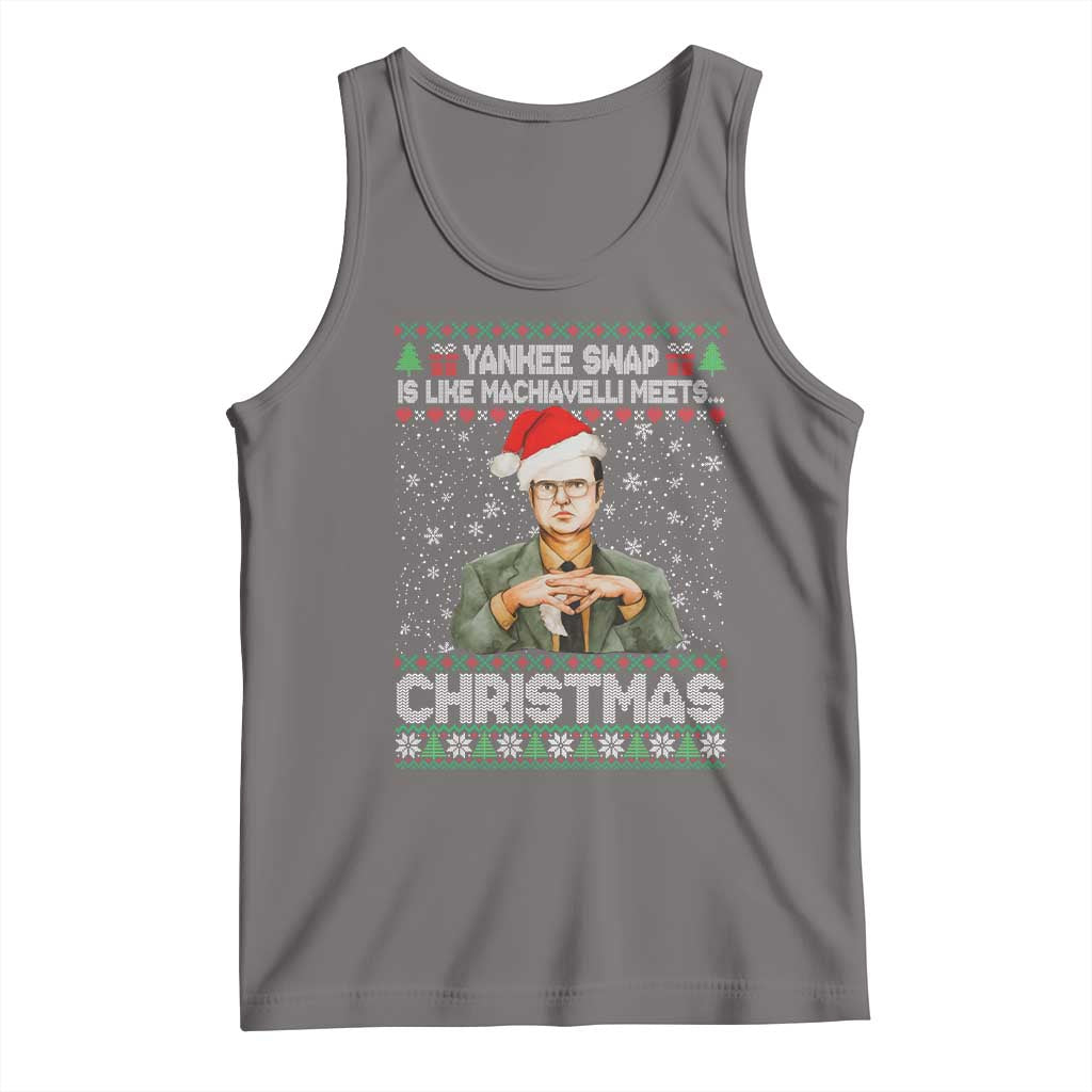 Funny Christmas Office Movie Tank Top Yankee Swap Is Like Machiavelli Meets Christmas TS11 Deep Heather Print Your Wear