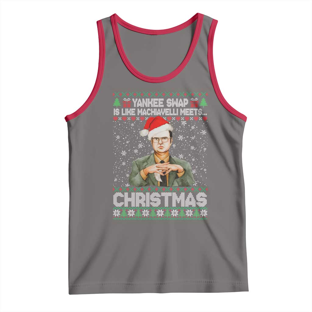 Funny Christmas The Office Movie Tank Top Yankee Swap Is Like Machiavelli Meets Christmas TS11 Deep Heather Red Print Your Wear