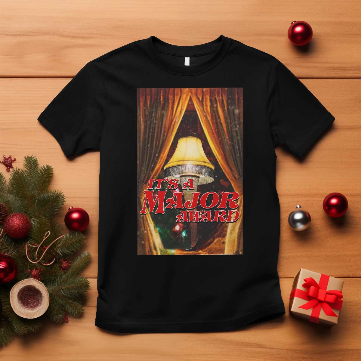 Funny Christmas Movie It Is A Major Award T Shirt Italian Leg Lamp TS11 Black Print Your Wear
