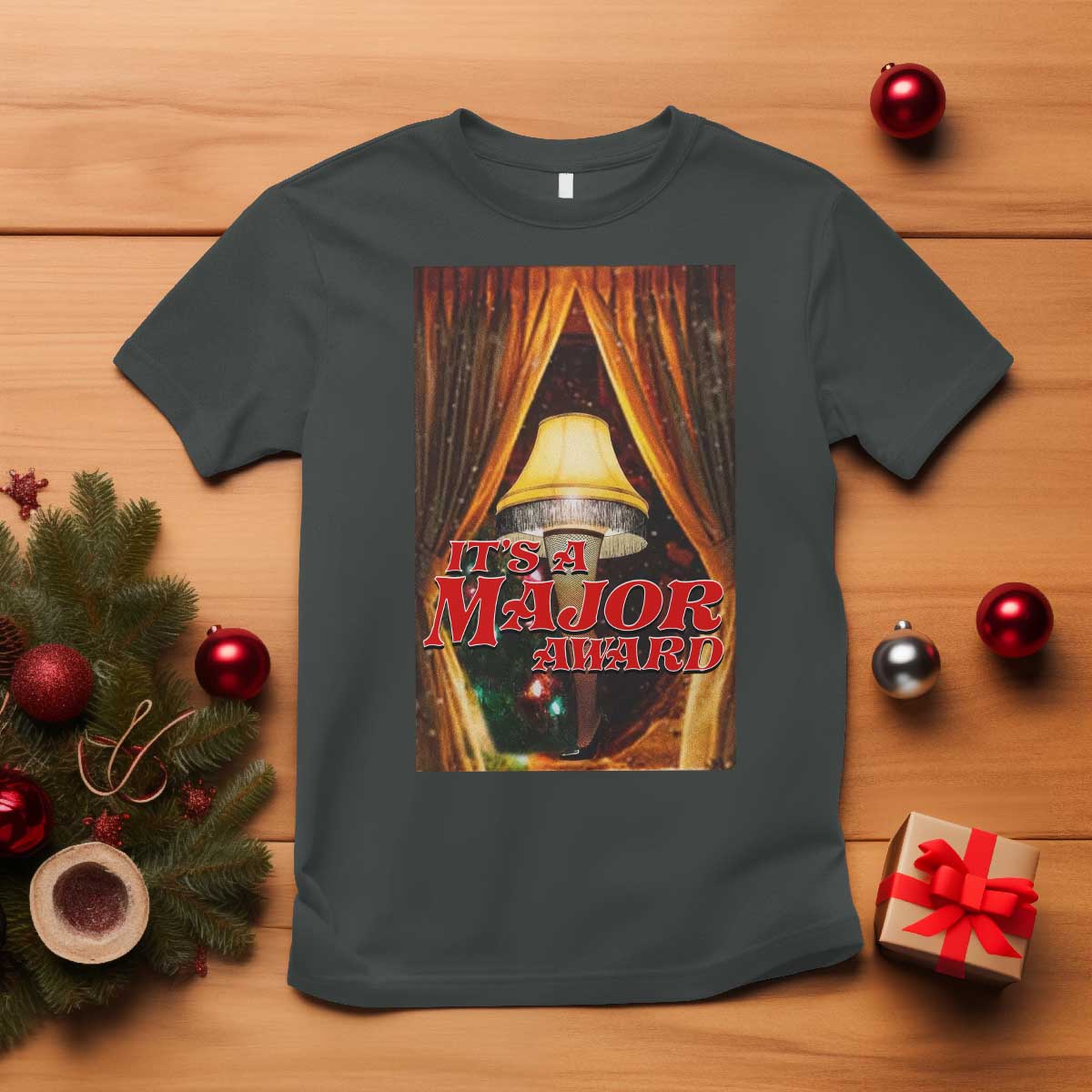 Funny Christmas Movie It Is A Major Award T Shirt Italian Leg Lamp TS11 Dark Heather Print Your Wear