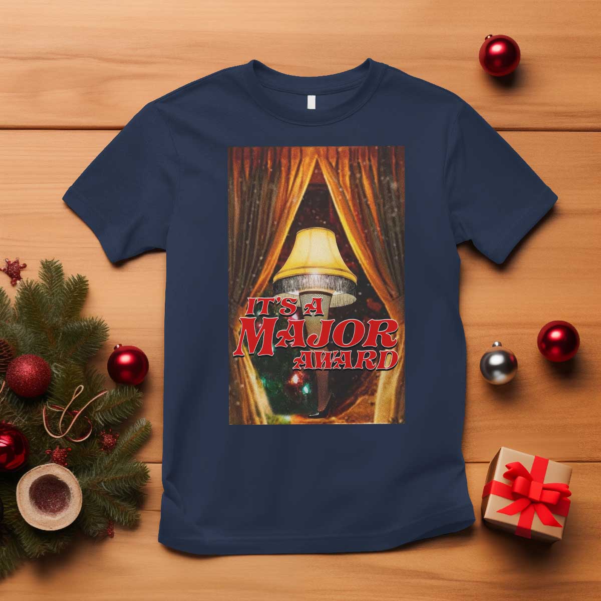 Funny Christmas Movie It Is A Major Award T Shirt Italian Leg Lamp TS11 Navy Print Your Wear