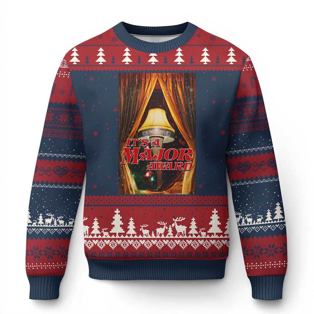 Funny Xmas Movie It Is A Major Award Ugly Christmas Sweater Italian Leg Lamp TS11 Navy Red Print Your Wear