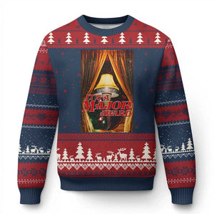 Funny Xmas Movie It Is A Major Award Ugly Christmas Sweater Italian Leg Lamp TS11 Navy Red Print Your Wear