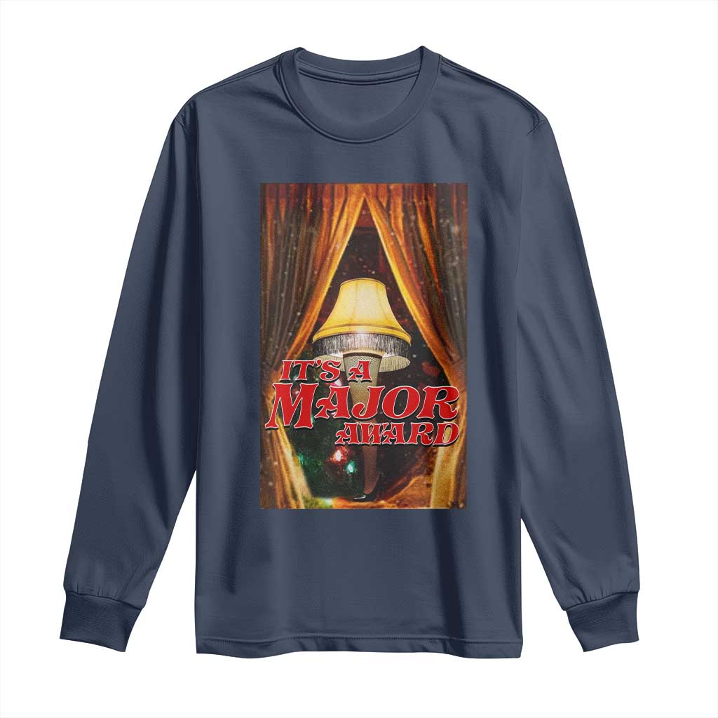Funny Christmas Movie It Is A Major Award Long Sleeve Shirt Italian Leg Lamp TS11 Navy Print Your Wear