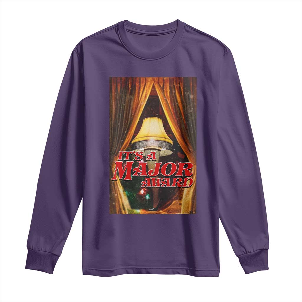 Funny Christmas Movie It Is A Major Award Long Sleeve Shirt Italian Leg Lamp TS11 Purple Print Your Wear