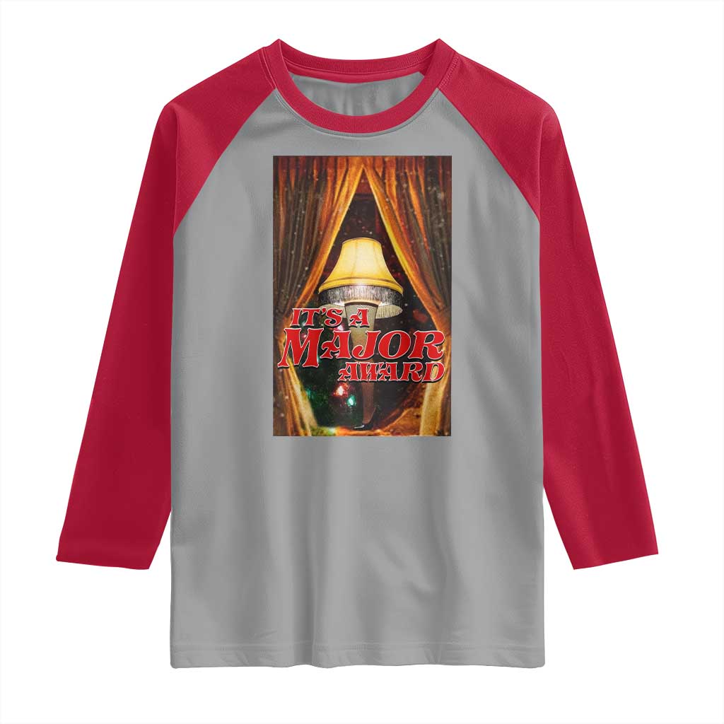Funny Christmas Movie It Is A Major Award Raglan Shirt Italian Leg Lamp TS11 Sport Gray Red Print Your Wear