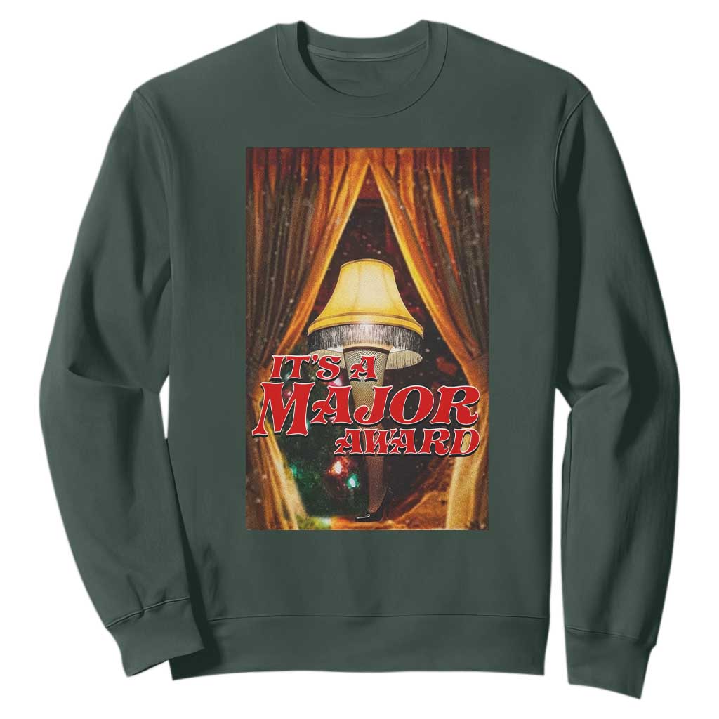 Funny Christmas Movie It Is A Major Award Sweatshirt Italian Leg Lamp TS11 Dark Forest Green Print Your Wear