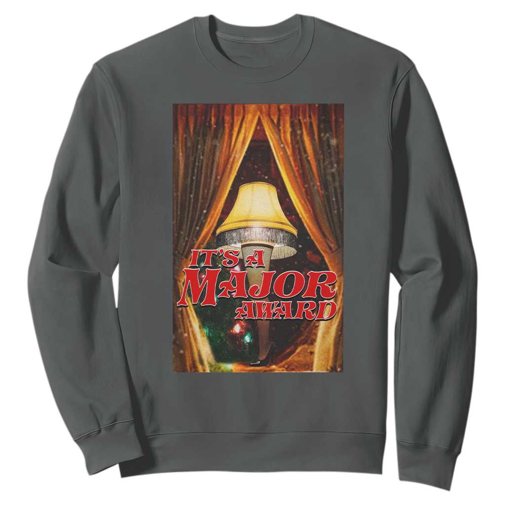 Funny Christmas Movie It Is A Major Award Sweatshirt Italian Leg Lamp TS11 Dark Heather Print Your Wear
