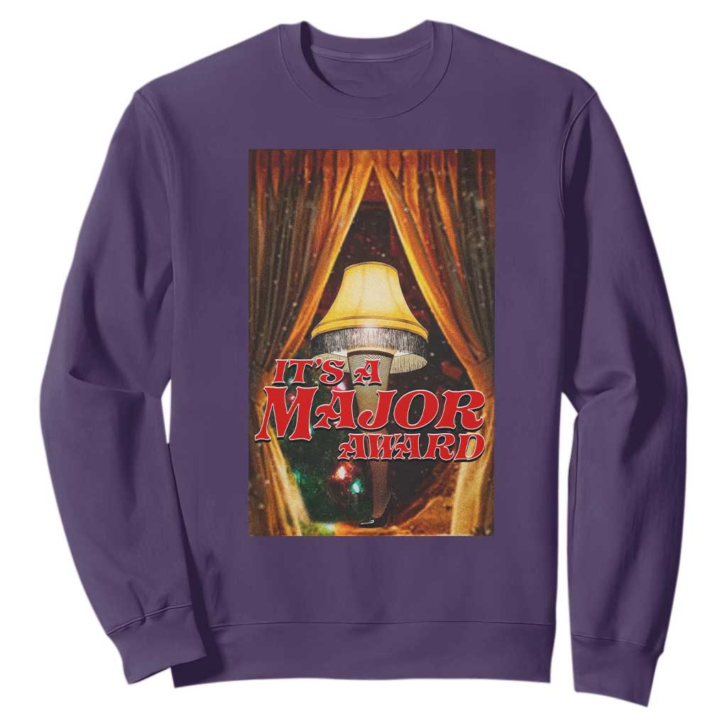 Funny Christmas Movie It Is A Major Award Sweatshirt Italian Leg Lamp TS11 Purple Print Your Wear