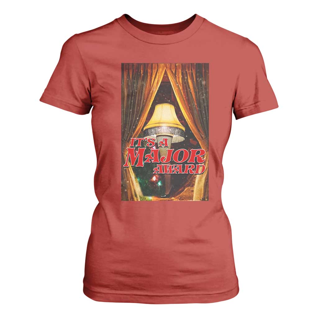 Funny Christmas Movie It Is A Major Award T Shirt For Women Italian Leg Lamp TS11 Red Print Your Wear