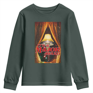 Funny Christmas Movie It Is A Major Award Youth Sweatshirt Italian Leg Lamp TS11 Dark Forest Green Print Your Wear
