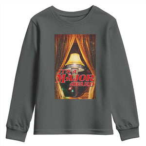 Funny Christmas Movie It Is A Major Award Youth Sweatshirt Italian Leg Lamp TS11 Dark Heather Print Your Wear
