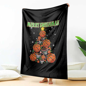 Christmas Basketball Merry Swishmas Throw Blanket Basketball Xmas Tree TS11 Print Your Wear