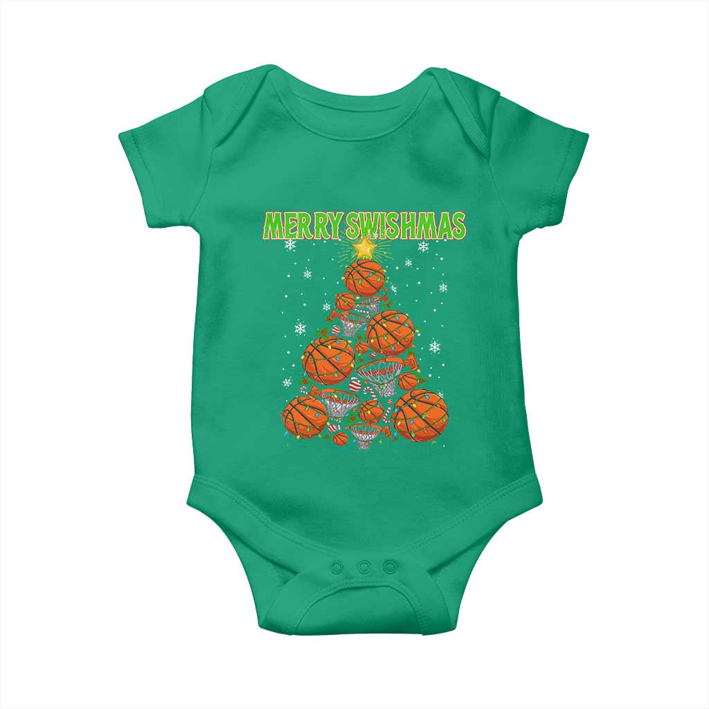 Christmas Basketball Merry Swishmas Baby Onesie Basketball Xmas Tree TS11 Irish Green Print Your Wear