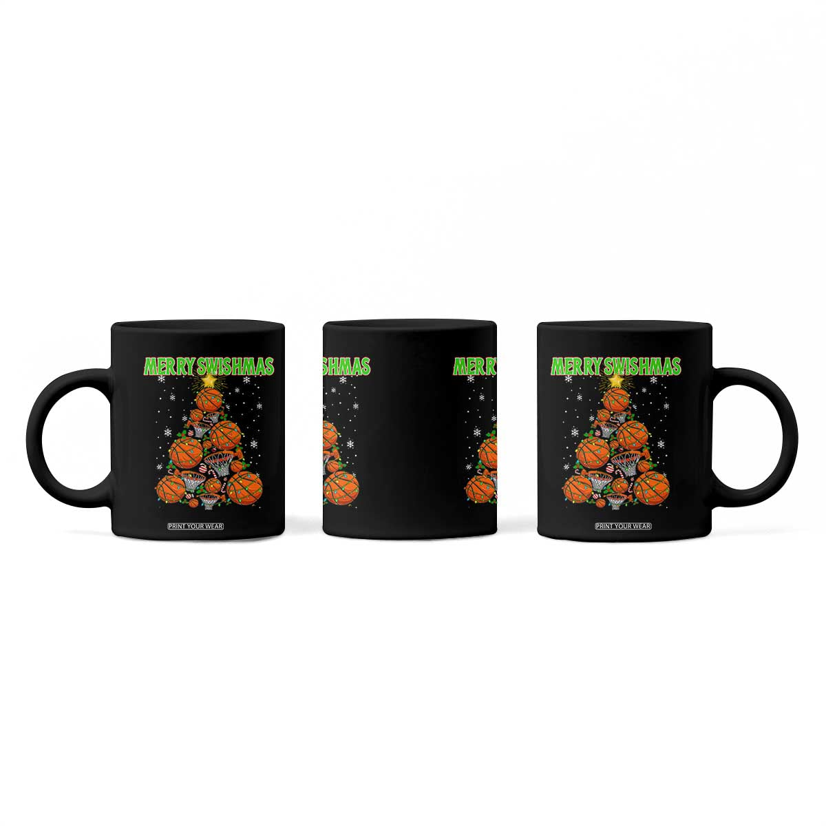 Christmas Basketball Merry Swishmas Coffee Mug Basketball Xmas Tree TS11 Print Your Wear