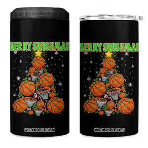 Christmas Basketball Merry Swishmas 4 in 1 Can Cooler Tumbler Basketball Xmas Tree TS11 One Size: 16 oz Black Print Your Wear