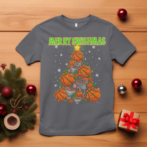 Christmas Basketball Merry Swishmas T Shirt Basketball Xmas Tree TS11 Charcoal Print Your Wear