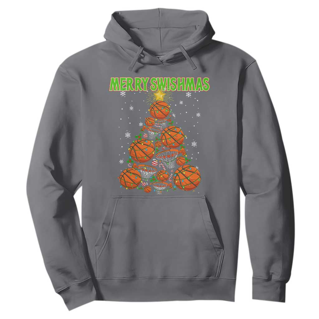 Christmas Basketball Merry Swishmas Hoodie Basketball Xmas Tree TS11 Charcoal Print Your Wear