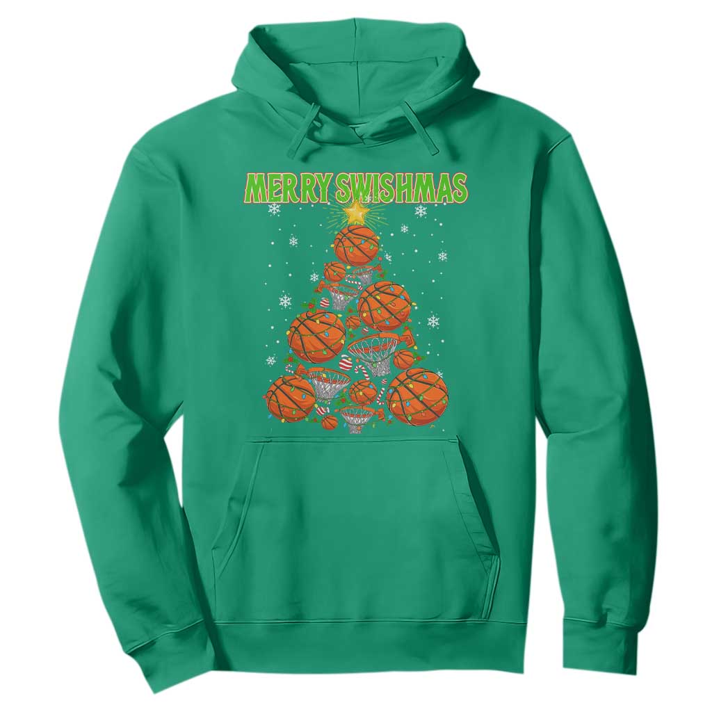 Christmas Basketball Merry Swishmas Hoodie Basketball Xmas Tree TS11 Irish Green Print Your Wear