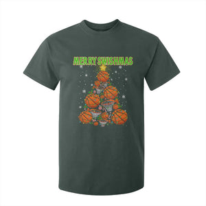Christmas Basketball Merry Swishmas T Shirt For Kid Basketball Xmas Tree TS11 Dark Forest Green Print Your Wear